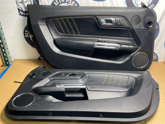 2015-23 Ford Mustang Door Panels Pair LH RH Yellow Stitching 210