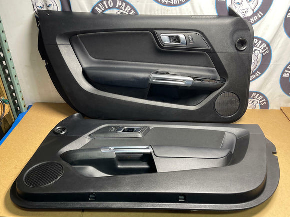 2018-23 Ford Mustang Door Panels Pair Premium Leather- Silver Stitching 204