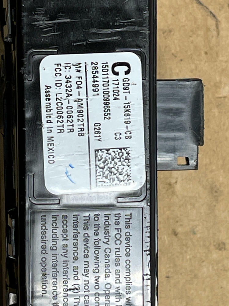 2018 Ford Mustang GT Theft Control Module GD9T-15K619-CB