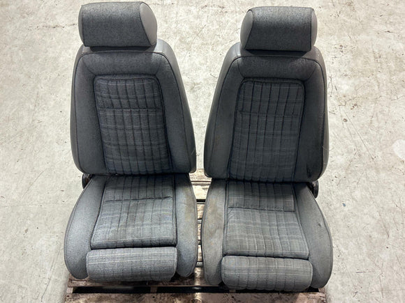 1987-1989 Spec Mustang GT Front Opal Grey Tweed Sport Seats Pair 273