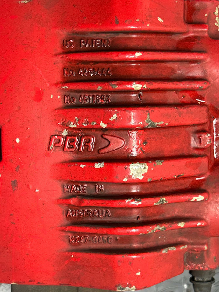 2001 Ford Mustang Bullitt Front Brake Caliper Pair (Red, made by PBR) 271