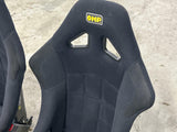 OMP WRC VTR Hard Back Racing Bucket Seats Pair- w/ Rails 277