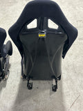 OMP WRC VTR Hard Back Racing Bucket Seats Pair- w/ Rails 277