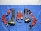 1987-93 Ford Mustang GT Red Front Seat Belt and Buckles Pair 062