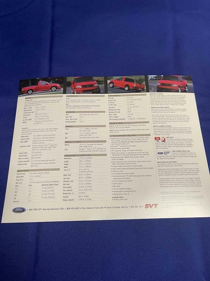 2001 SVT Lightning Dealer Card