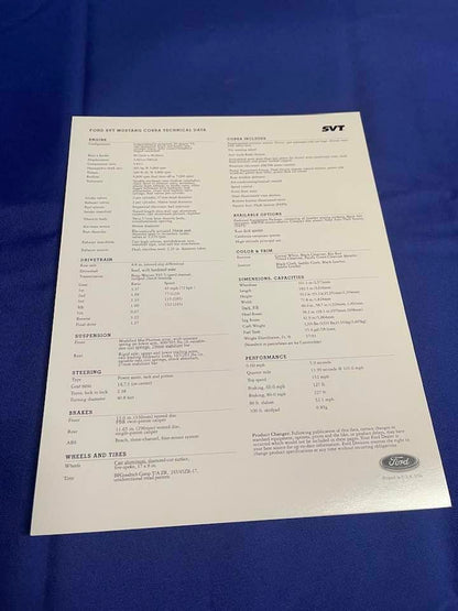 1997 SVT Cobra Dealer Card